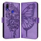 For Xiaomi Redmi Note 7/Note 7S/Note 7 Pro Embossed Butterfly Leather Phone Case(Purple) - 1