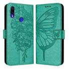 For Xiaomi Redmi Note 7/Note 7S/Note 7 Pro Embossed Butterfly Leather Phone Case(Green) - 1