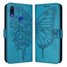 For Xiaomi Redmi Note 7/Note 7S/Note 7 Pro Embossed Butterfly Leather Phone Case(Blue) - 1