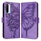 For Xiaomi Redmi Note 8 Embossed Butterfly Leather Phone Case(Purple) - 1