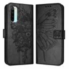 For Xiaomi Redmi Note 8 Embossed Butterfly Leather Phone Case(Black) - 1