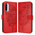 For Xiaomi Redmi Note 8 Embossed Butterfly Leather Phone Case(Red) - 1