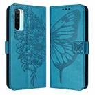 For Xiaomi Redmi Note 8 Embossed Butterfly Leather Phone Case(Blue) - 1