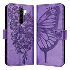 For Xiaomi Redmi Note 8 Pro Embossed Butterfly Leather Phone Case(Purple) - 1