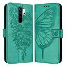 For Xiaomi Redmi Note 8 Pro Embossed Butterfly Leather Phone Case(Green) - 1