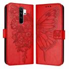 For Xiaomi Redmi Note 8 Pro Embossed Butterfly Leather Phone Case(Red) - 1