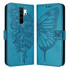 For Xiaomi Redmi Note 8 Pro Embossed Butterfly Leather Phone Case(Blue) - 1