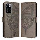 For Xiaomi Redmi Note 11 Pro+ 5G EU Embossed Butterfly Leather Phone Case(Grey) - 1