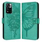 For Xiaomi Redmi Note 11 Pro+ 5G EU Embossed Butterfly Leather Phone Case(Green) - 1