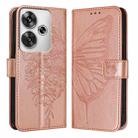 For Xiaomi Poco F6 Embossed Butterfly Leather Phone Case(Rose Gold) - 2