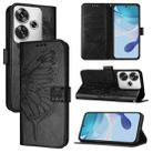 For Xiaomi Poco F6 Embossed Butterfly Leather Phone Case(Black) - 1