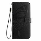 For Xiaomi Poco F6 Embossed Butterfly Leather Phone Case(Black) - 3
