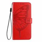 For Xiaomi Poco F6 Embossed Butterfly Leather Phone Case(Red) - 3