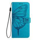 For Xiaomi Poco F6 Embossed Butterfly Leather Phone Case(Blue) - 3