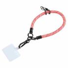 Universal Phone Diagonal Pattern Short Wrist Lanyard(Red Pink) - 1