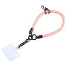 Universal Phone Diagonal Pattern Short Wrist Lanyard(Rose Red Yellow) - 1