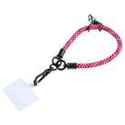 Universal Phone Diagonal Pattern Short Wrist Lanyard(Rose Red) - 1