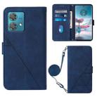 For Motorola Edge 40 Neo Crossbody 3D Embossed Flip Leather Phone Case(Blue) - 1