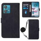 For Motorola Edge 40 Neo Crossbody 3D Embossed Flip Leather Phone Case(Black) - 1