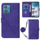 For Motorola Edge 40 Neo Crossbody 3D Embossed Flip Leather Phone Case(Purple) - 1