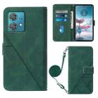 For Motorola Edge 40 Neo Crossbody 3D Embossed Flip Leather Phone Case(Dark Green) - 1