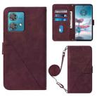 For Motorola Edge 40 Neo Crossbody 3D Embossed Flip Leather Phone Case(Wine Red) - 1