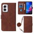 For Motorola Moto G Play 4G 2024 Crossbody 3D Embossed Flip Leather Phone Case(Brown) - 1