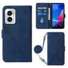 For Motorola Moto G Play 4G 2024 Crossbody 3D Embossed Flip Leather Phone Case(Blue) - 1