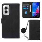 For Motorola Moto G Play 4G 2024 Crossbody 3D Embossed Flip Leather Phone Case(Black) - 1