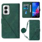 For Motorola Moto G Play 4G 2024 Crossbody 3D Embossed Flip Leather Phone Case(Dark Green) - 1
