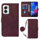 For Motorola Moto G Play 4G 2024 Crossbody 3D Embossed Flip Leather Phone Case(Wine Red) - 1