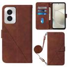 For Motorola Moto G Power 5G 2024 Crossbody 3D Embossed Flip Leather Phone Case(Brown) - 1