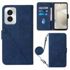 For Motorola Moto G Power 5G 2024 Crossbody 3D Embossed Flip Leather Phone Case(Blue) - 1