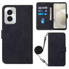 For Motorola Moto G Power 5G 2024 Crossbody 3D Embossed Flip Leather Phone Case(Black) - 1