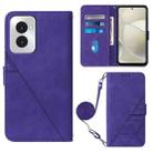 For Motorola Moto G Power 5G 2024 Crossbody 3D Embossed Flip Leather Phone Case(Purple) - 1