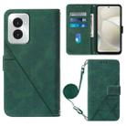 For Motorola Moto G Power 5G 2024 Crossbody 3D Embossed Flip Leather Phone Case(Dark Green) - 1