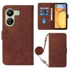 For Xiaomi Redmi 13C Crossbody 3D Embossed Flip Leather Phone Case(Brown) - 1