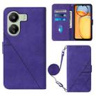 For Xiaomi Redmi 13C Crossbody 3D Embossed Flip Leather Phone Case(Purple) - 1