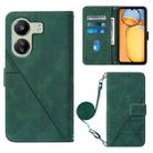 For Xiaomi Redmi 13C Crossbody 3D Embossed Flip Leather Phone Case(Dark Green) - 1