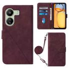 For Xiaomi Redmi 13C Crossbody 3D Embossed Flip Leather Phone Case(Wine Red) - 1