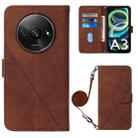 For Xiaomi Redmi A3 Crossbody 3D Embossed Flip Leather Phone Case(Brown) - 1