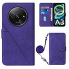 For Xiaomi Redmi A3 Crossbody 3D Embossed Flip Leather Phone Case(Purple) - 1