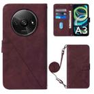 For Xiaomi Redmi A3 Crossbody 3D Embossed Flip Leather Phone Case(Wine Red) - 1