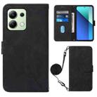 For Xiaomi Redmi Note 13 4G Global Crossbody 3D Embossed Flip Leather Phone Case(Black) - 1