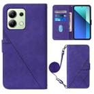 For Xiaomi Redmi Note 13 4G Global Crossbody 3D Embossed Flip Leather Phone Case(Purple) - 1