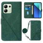 For Xiaomi Redmi Note 13 4G Global Crossbody 3D Embossed Flip Leather Phone Case(Dark Green) - 1