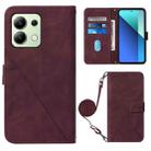 For Xiaomi Redmi Note 13 4G Global Crossbody 3D Embossed Flip Leather Phone Case(Wine Red) - 1