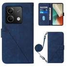 For Xiaomi Redmi Note 13 5G Global Crossbody 3D Embossed Flip Leather Phone Case(Blue) - 1