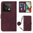 For Xiaomi Redmi Note 13 5G Global Crossbody 3D Embossed Flip Leather Phone Case(Wine Red) - 1