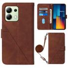 For Xiaomi Redmi Note 13 Pro 4G Global Crossbody 3D Embossed Flip Leather Phone Case(Brown) - 1